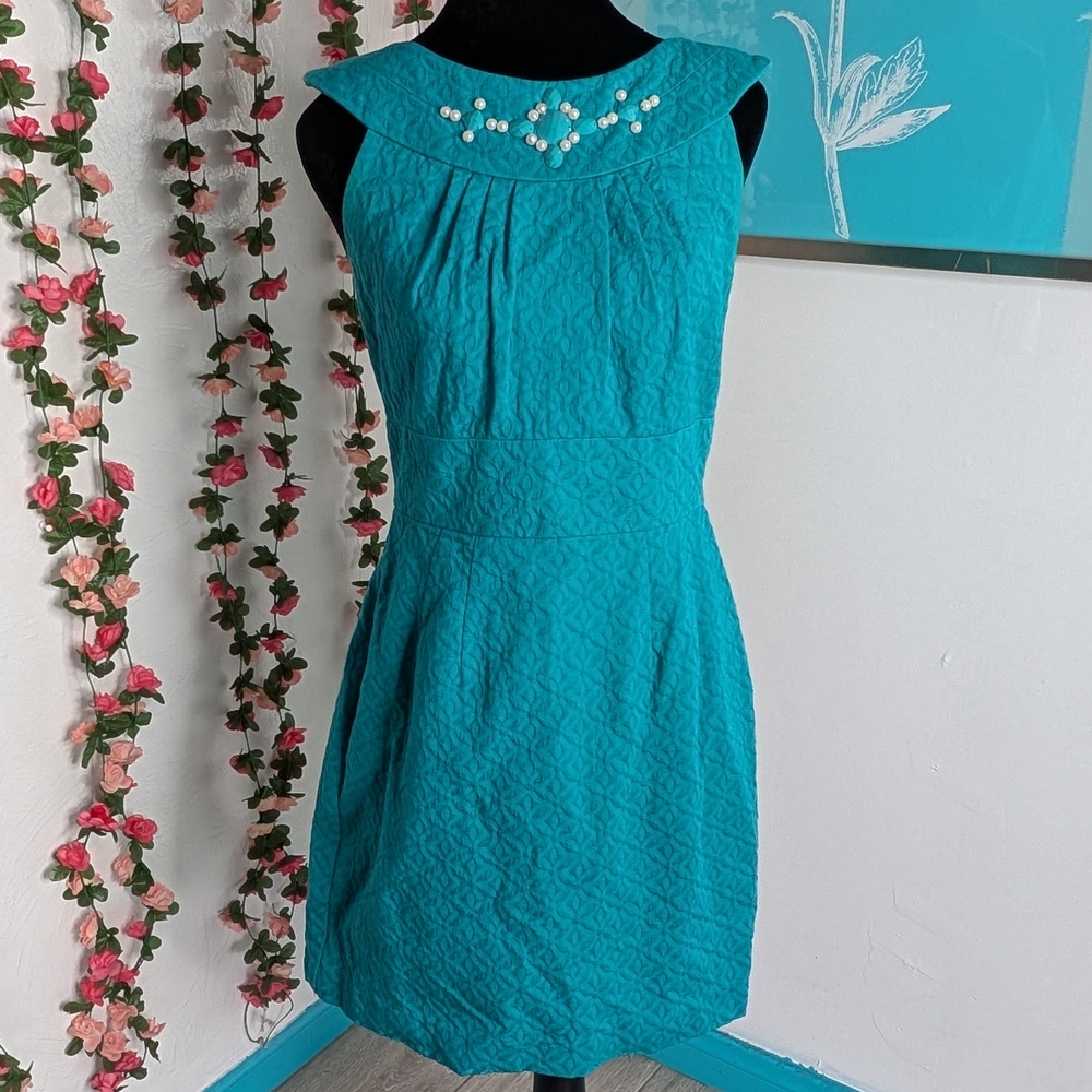 Signature by Sangria Teal Textured Midi Dress